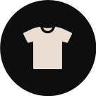 White t-shirt icon on a black background