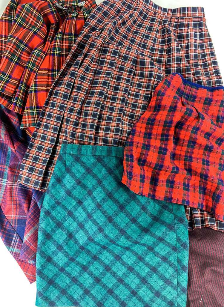Shop Wool plaid A-line midi skirt | eShakti